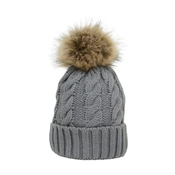 HyFASHION Voksne Melrose kabelstrikket Bobble Hat Grey One Size