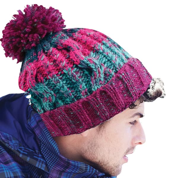 Beechfield Unisex Adults Corkscrew Knitted Pom Pom Beanie Hat