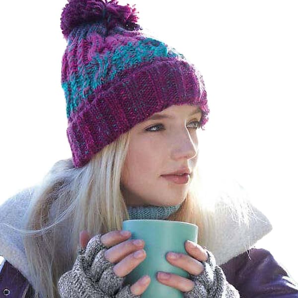 Beechfield Unisex Adults Corkscrew Knitted Pom Pom Beanie Hat
