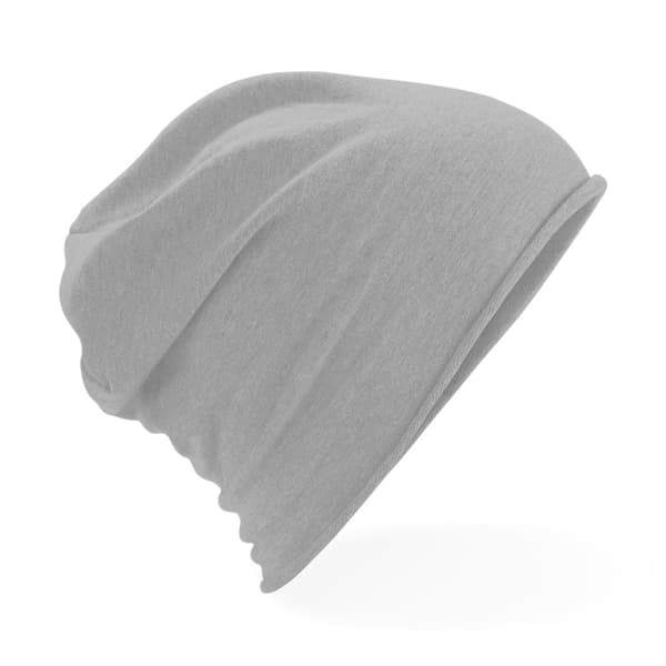 Beechfield Unisex Plain Jersey Beanie Hat Heather Grey One size