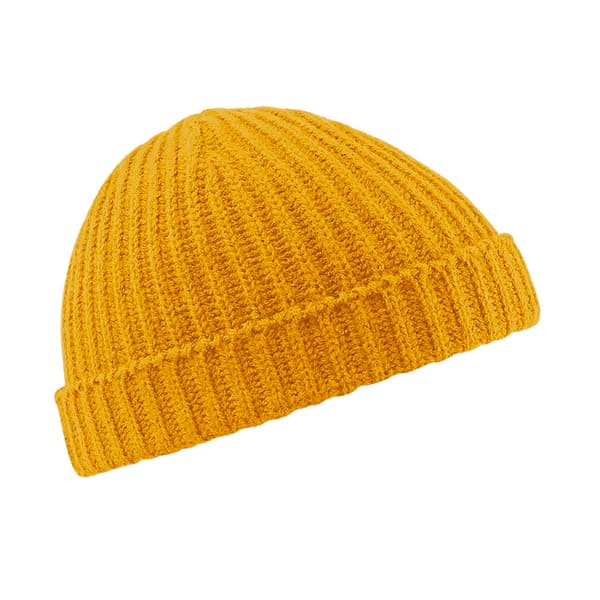 Beechfield Unisex Retro Trawler Winter Beanie Hat Mustard One Size