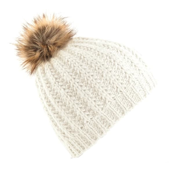 Beechfield Ladies/Womens Faux Fur Pom Pom Winter Beanie Off White One Size