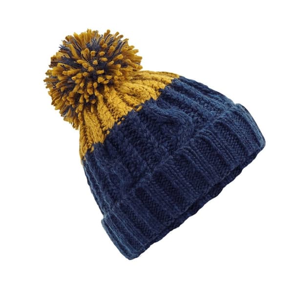 Beechfield Apres Beanie Oxford Navy/Mustard One Size