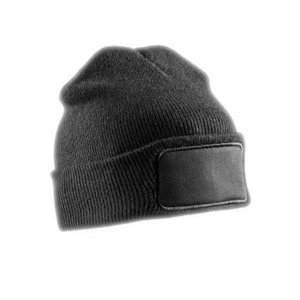Result Unisex Unisex dobbeltstrikket printers beanie til voksne Black One Size