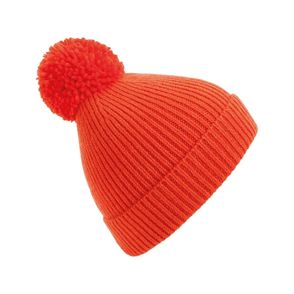 Beechfield Konstruerad stickad ribbad Pom Pom Beanie