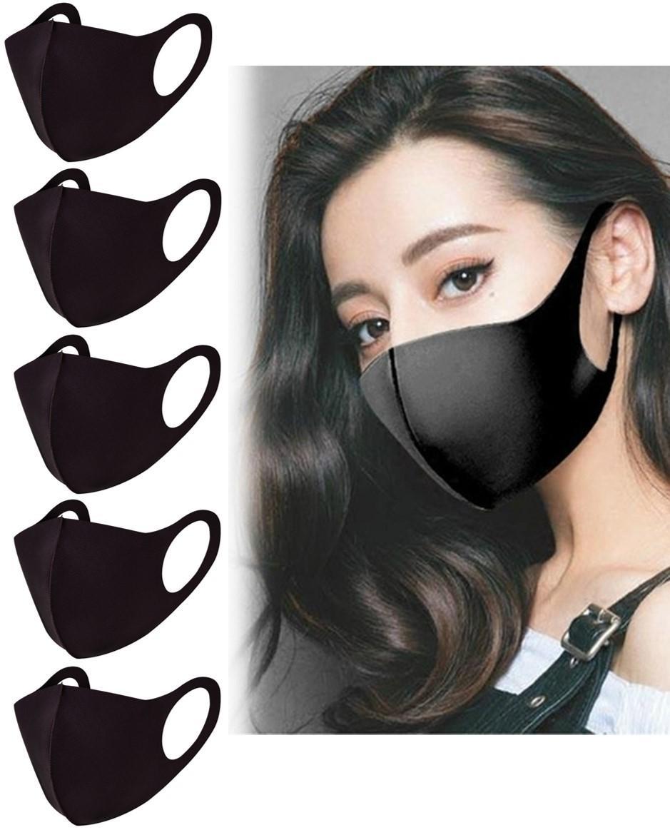 Vaskbar mundbeskyttelse, sort,5 stk mundbind, ansigtsmaske