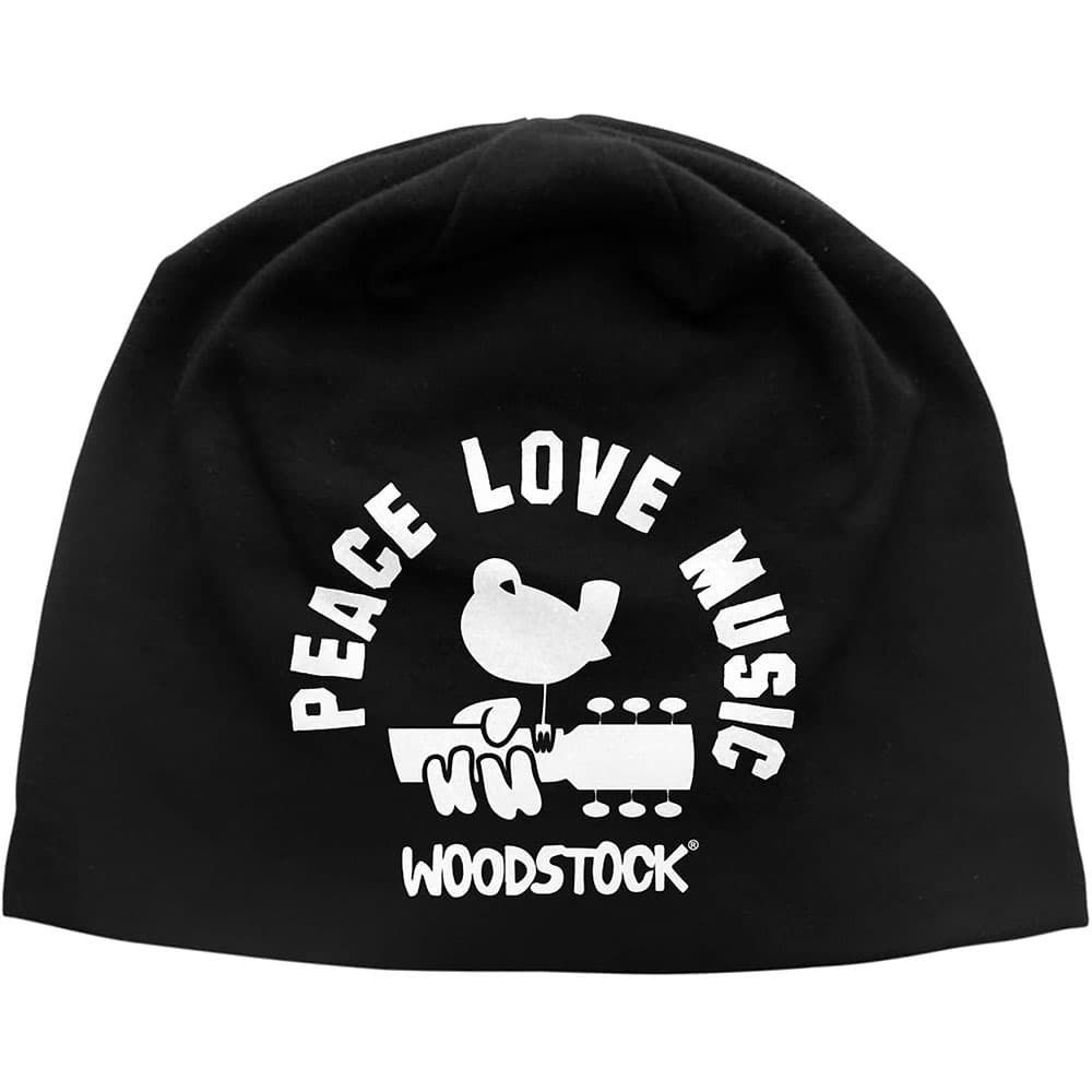 Woodstock Unisex Beanie Hat: Peace, Love, Music