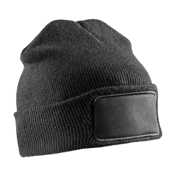 Result Genuine Recycled Unisex vuxen dubbel stickad mössa Black One Size