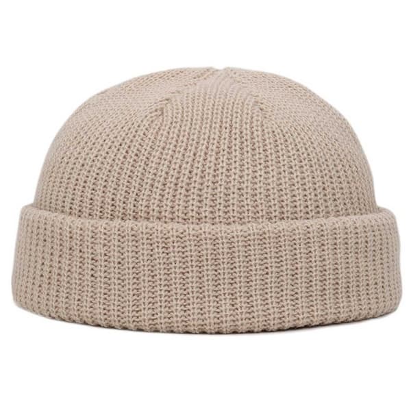 Beige Sotarmössa Ribbstickad Mössa Fiskarmössa