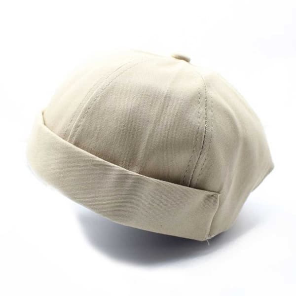 Beige Miki Hat Keps Rullad Skärm Mössa Beanie Docker Sotarmössa