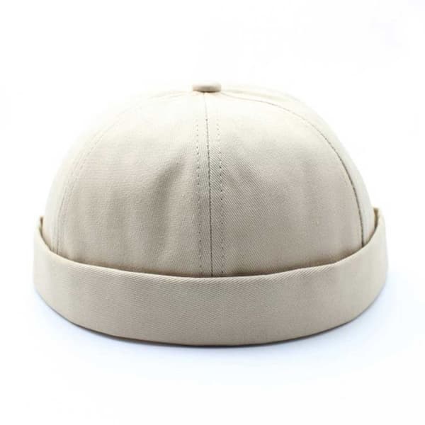 Beige Miki Hat Keps Rullad Skärm Mössa Beanie Docker Sotarmössa