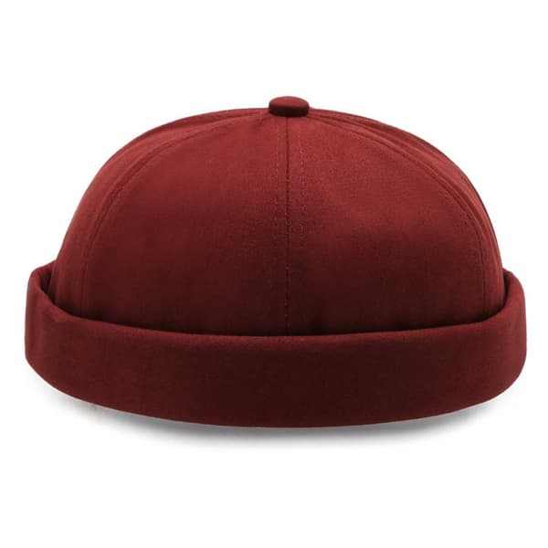 Vinröd Docker Hat Keps Rullad Skärm Mössa Beanie Sotarmössa