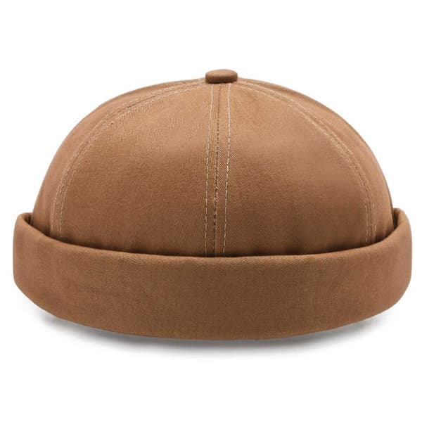 Beige Docker Hat Keps Rullad Skärm Mössa Beanie Sotarmössa
