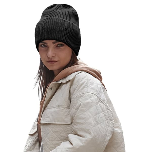 Beechfield Oversized Beanie med manchetter af genbrugsmaterialer