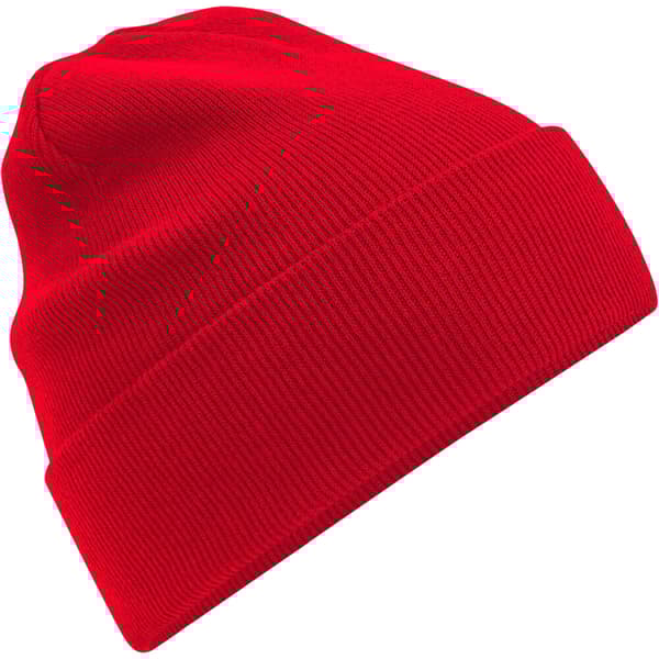 Beechfield Unisex voksen original økologisk bomuldsbeanie med manchet Classic Red One Size