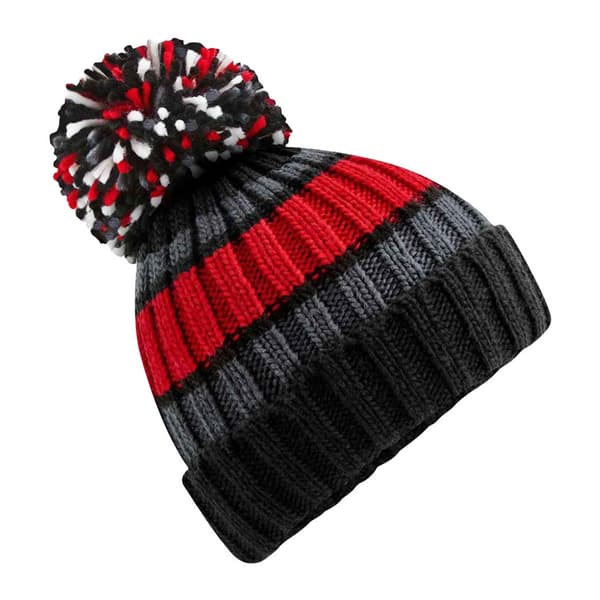 Beechfield Unisex Adult Hygge Striped Beanie Black Cherry One Size