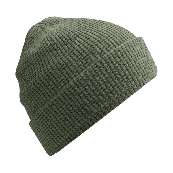 Beechfield Waffle økologisk bomuldsbeanie Olive Green One Size