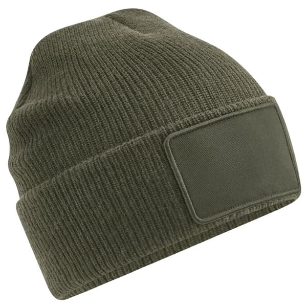 Beechfield Thinsulate aftagelig Patch Beanie Military Green One Size
