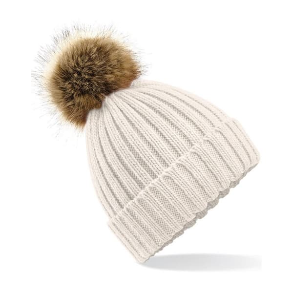 Beechfield Pom Pom Faux Fur Chunky Knit Beanie