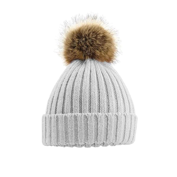 Beechfield Pom Pom Faux Fur Chunky Knit Beanie