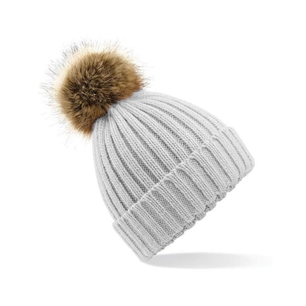 Beechfield Pom Pom Faux Fur Chunky Knit Beanie