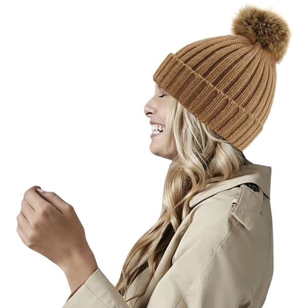 Beechfield Pom Pom Faux Fur Chunky Knit Beanie