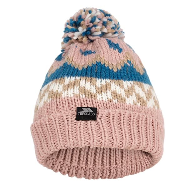 Trespass Childrens/Kids Twiglet Chunky Knit Fleece Lined Hat Misty Rose/Bondi Blue 8-10 Years