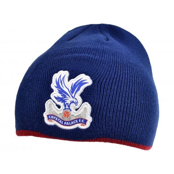 Crystal Palace FC Crest Knitted Roll Down Beanie Navy/Red/White One Size