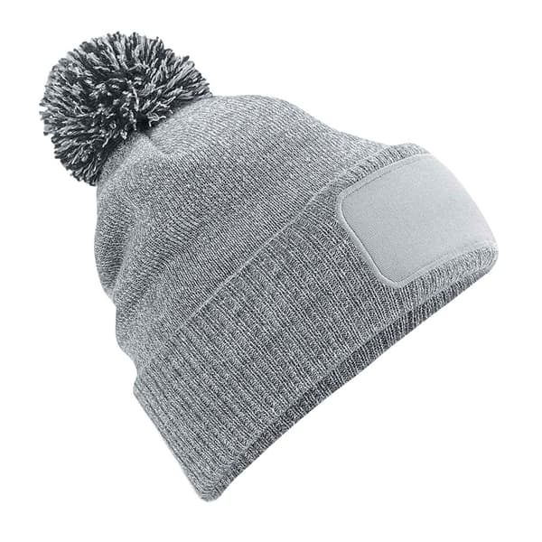 Beechfield Unisex Adult Snowstar Patch Beanie Heather Grey/Black One Size