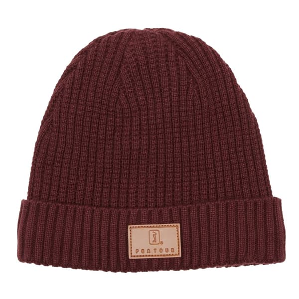 PGA Tour Golf Mens Waffle Knitted Beanie Fig One Size