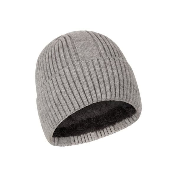 Mountain Warehouse Mens Ribbed Faux Fur Lined Beanie