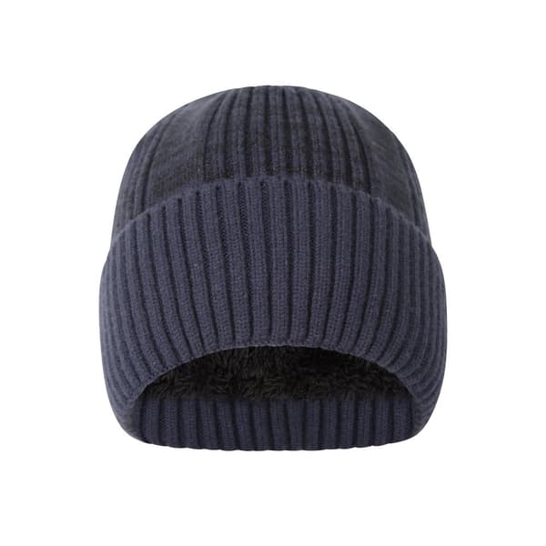 Mountain Warehouse Mens Ribbed Faux Fur Lined Beanie Navy One Size