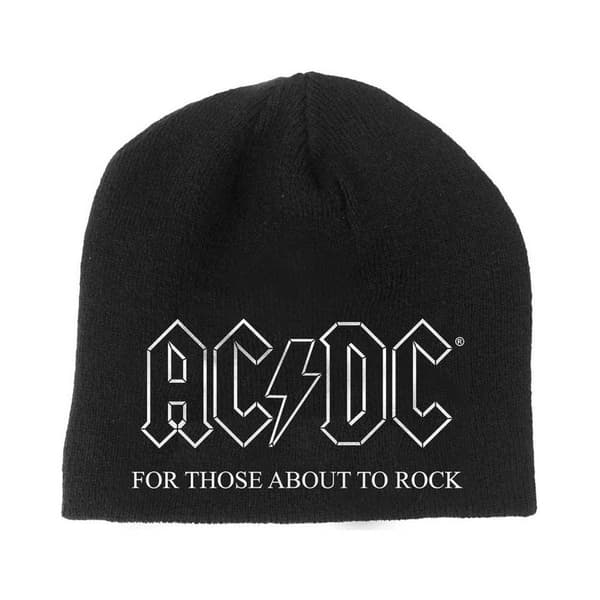 AC/DC Unisex Adult For Those About To Rock Back Print Beanie Black/White One Size