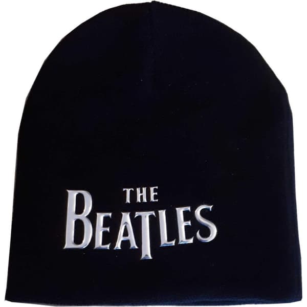 The Beatles Unisex Adult Drop T Logo Beanie Black/Sonic Silver One Size