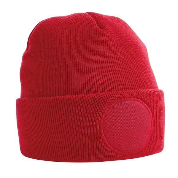 Beechfield Unisex Beanie för vuxna med patch Classic Red One Size