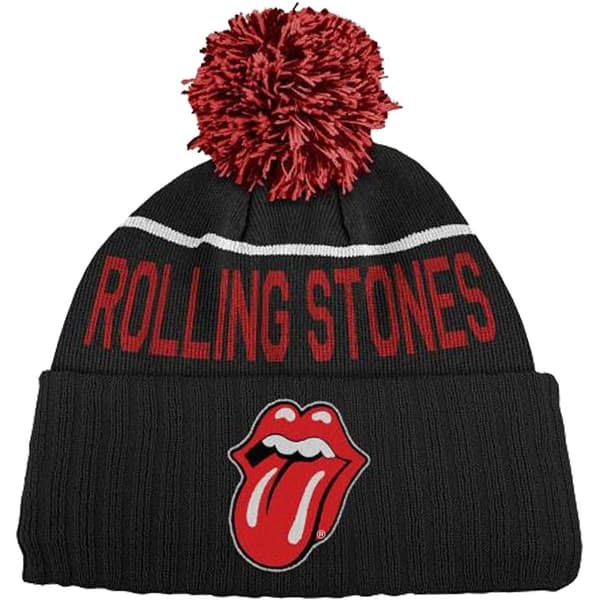 The Rolling Stones Unisex Adult Tongue Bobble Beanie Black/Red One Size