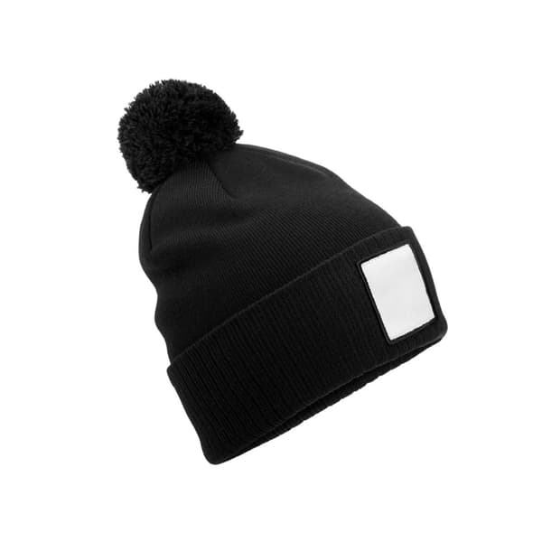 Beechfield Unisex Pom Pom Beanie för vuxna Black/White One Size