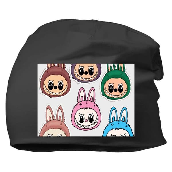 Beanie för Vuxen | Klassisk Mössa i Mjukt Material Labubu Maca Svart One-size