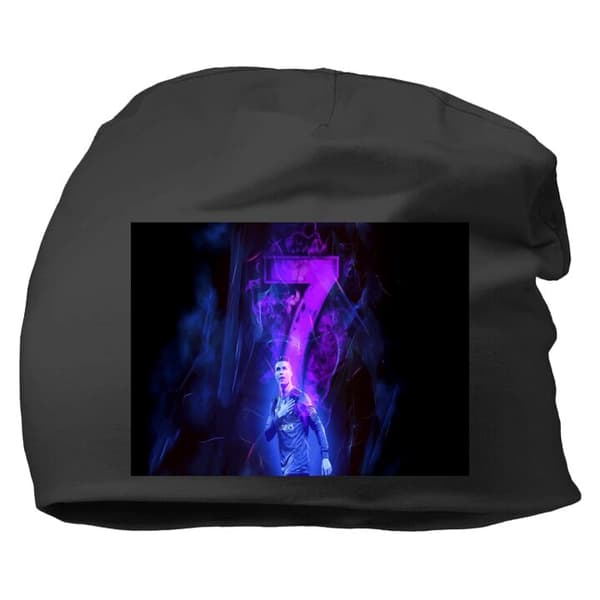 Beanie for Voksen | Klassisk Lue i Mykt Materiale Ronaldo 7 - Fotballlegende i Aksjon for Fans Svart One-size