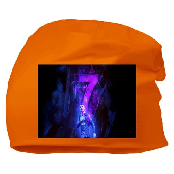 Beanie för Vuxen | Klassisk Mössa i Mjukt Material Ronaldo 7 – Fotbollslegend i Action för Fans Orange One-size