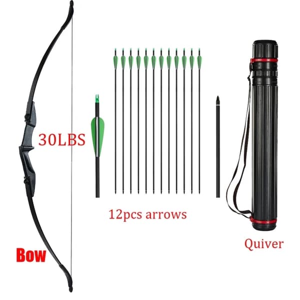 Recurvebåge och pilset, höger- och vänsterhänta, skytte- och jaktsporter, 20 kg båge 12arrows