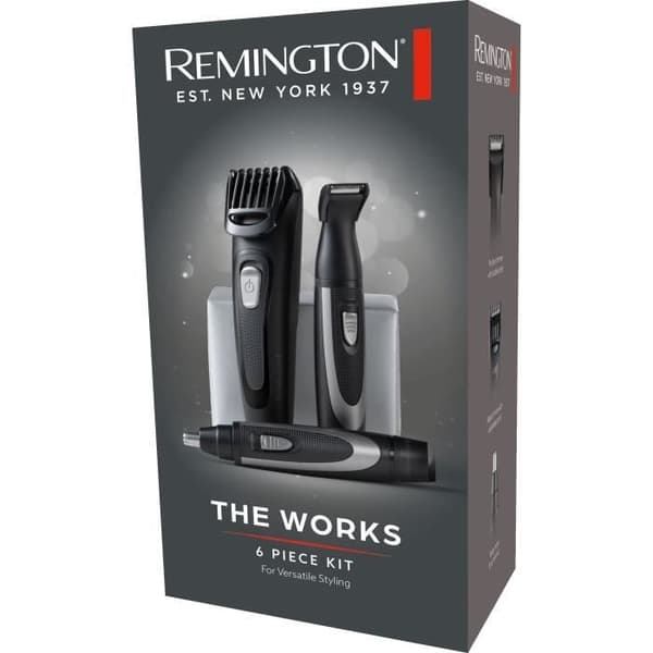 Partasarja - REMINGTON - The Works - Itseteroittuva trimmeri - Säädettävä kampa - 45 minuutin akunkesto - USB