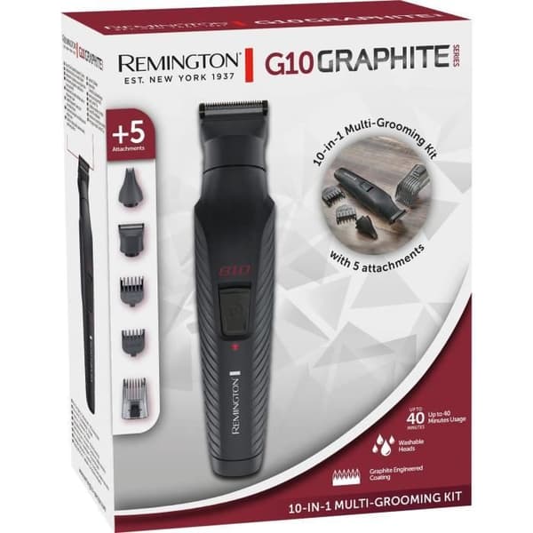 Monitoimisarja - REMINGTON - G10 Graphite Series - 10 in 1 - Itseteroittuvat terät, - 40 minuutin akunkesto - USB