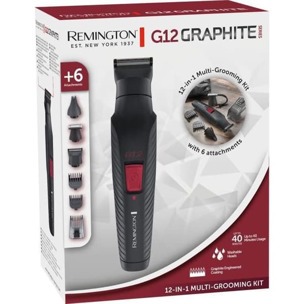 Multifunktionssats - REMINGTON - G12 Graphite-serien - 12 i 1 - Självslipande blad - Batteritid 40 min - USB