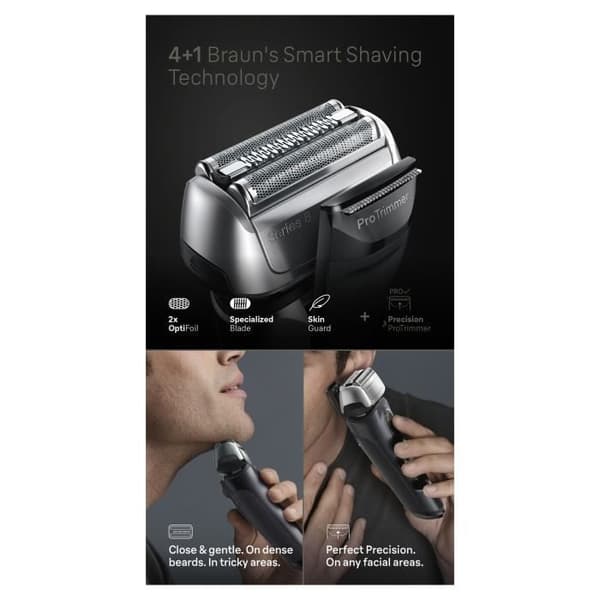 Barbermaskine - BRAUN - SERIES 8 8513s - 4 barberingselementer - våd og tør - 60 min - sort