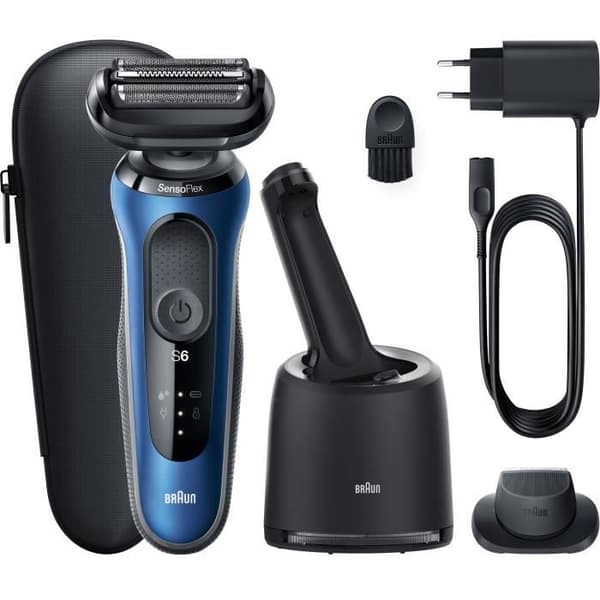 BRAUN Series 6 61-B7200cc elektrisk barbermaskine - SensoFlex drejeligt hoved og SensoFoil-blade - Blå