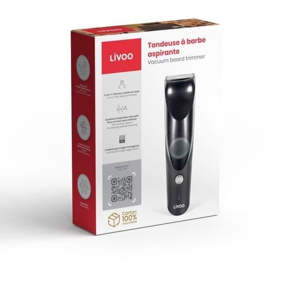 Livoo Wireless Downside - Hiukset / parta ja vartalo - 3 kuuloketta - 50 minuutin käyttöaika - 5 W / 600 mAh