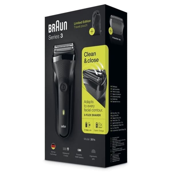 Braun Series 3.301S Sort Trådløs Barbermaskine