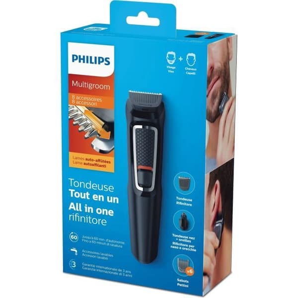 PHILIPS MG3730 / 15 Skägg- och hårtrimmer - Multistyle - 8 i 1 - Självslipande blad - Svart