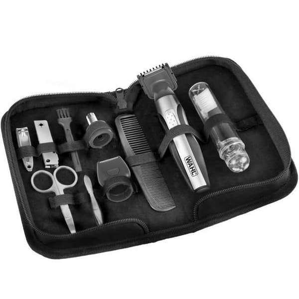 WAHL 05604-616 - Deluxe resesats - Precisionstrimmer litiumjonbatteri och toalettpåse - Roterande huvud - Kam
